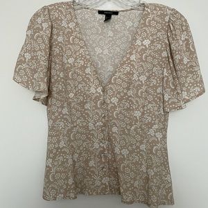 Short Sleeve Button-up Floral Top